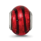 Sterling Silver Reflections Red/Black Italian Murano Bead