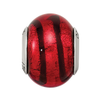 Sterling Silver Reflections Red/Black Italian Murano Bead