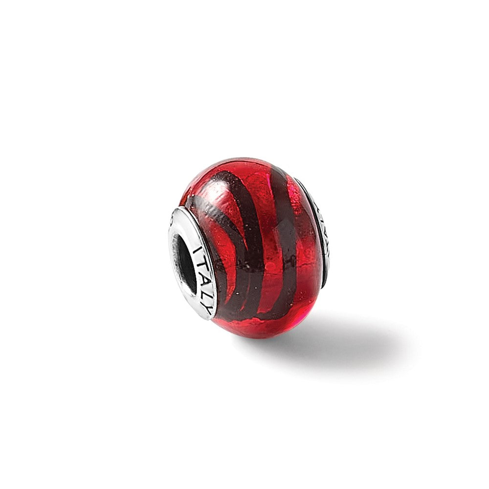 Sterling Silver Reflections Red/Black Italian Murano Bead