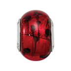 Sterling Silver Reflections Red/Black Italian Murano Bead