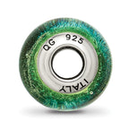 Sterling Silver Reflections Green/Blue Italian Murano Bead