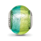 Sterling Silver Reflections Green/Blue Italian Murano Bead