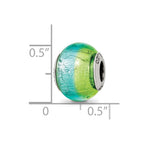 Sterling Silver Reflections Green/Blue Italian Murano Bead