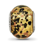 Sterling Silver Reflections Yellow/Gold/Black Italian Murano Bead