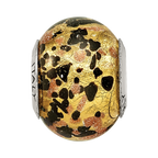 Sterling Silver Reflections Yellow/Gold/Black Italian Murano Bead