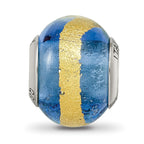 Sterling Silver Reflections Blue/Gold Italian Murano Bead