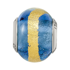 Sterling Silver Reflections Blue/Gold Italian Murano Bead