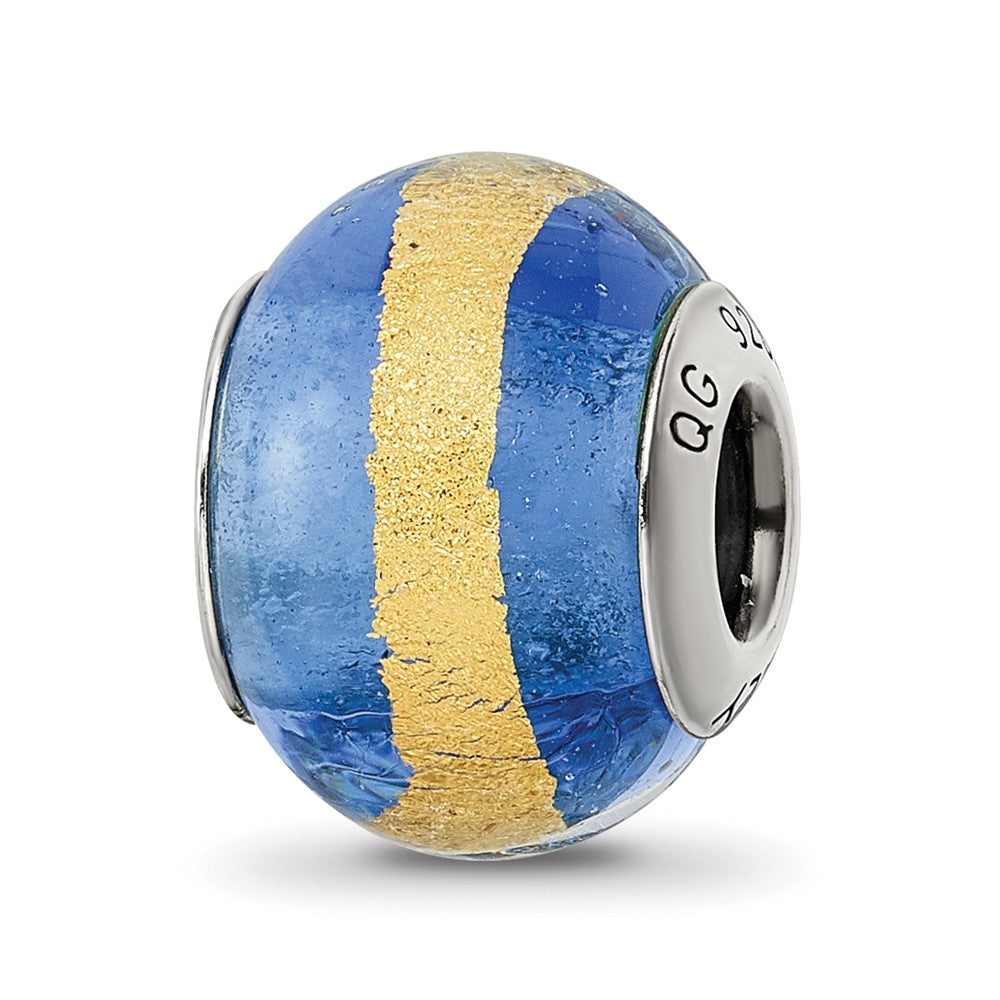 Sterling Silver Reflections Blue/Gold Italian Murano Bead