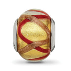Sterling Silver Reflections Yellow/Gold/Red Italian Murano Bead