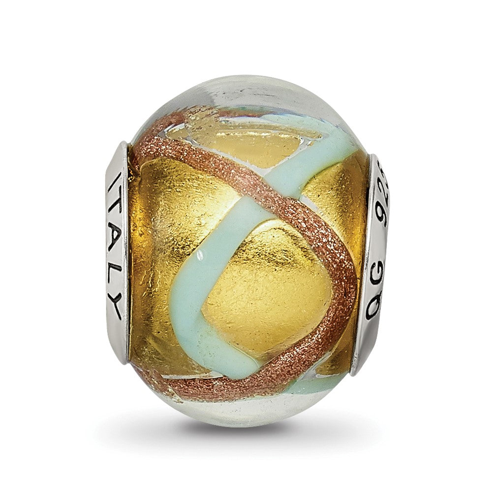 Sterling Silver Reflections Yellow/Gold/Blue Italian Murano Bead