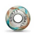 Sterling Silver Reflections Silver/Gold/Blue Italian Murano Bead
