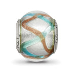 Sterling Silver Reflections Silver/Gold/Blue Italian Murano Bead