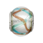 Sterling Silver Reflections Silver/Gold/Blue Italian Murano Bead