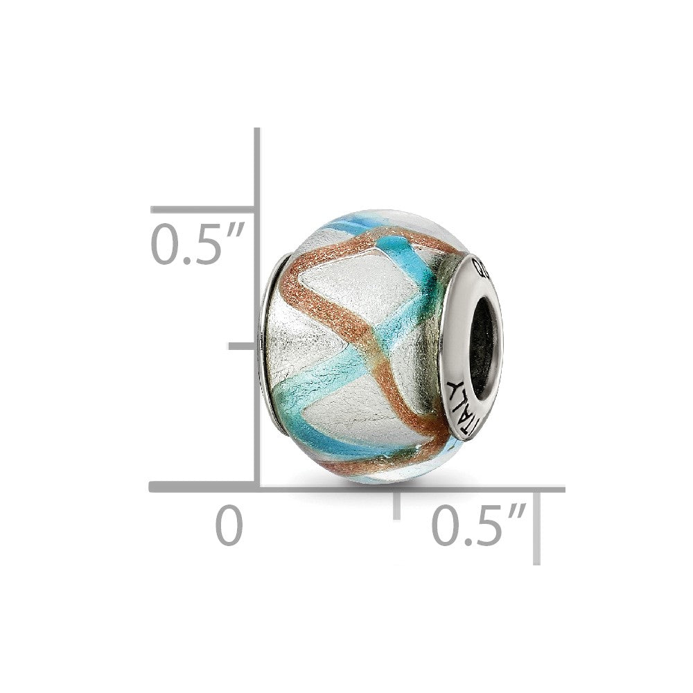 Sterling Silver Reflections Silver/Gold/Blue Italian Murano Bead