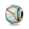 Sterling Silver Reflections Silver/Gold/Blue Italian Murano Bead