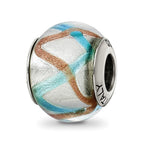 Sterling Silver Reflections Silver/Gold/Blue Italian Murano Bead