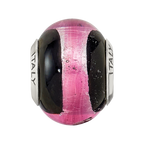 Sterling Silver Reflections Pink/Black Italian Murano Bead