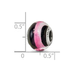 Sterling Silver Reflections Pink/Black Italian Murano Bead