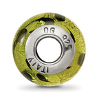 Sterling Silver Reflections Green/Black Italian Murano Bead