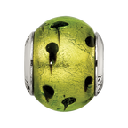 Sterling Silver Reflections Green/Black Italian Murano Bead