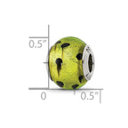 Sterling Silver Reflections Green/Black Italian Murano Bead