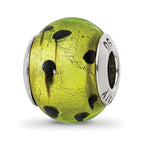 Sterling Silver Reflections Green/Black Italian Murano Bead