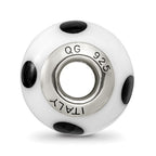 Sterling Silver Reflections White/Black Italian Murano Bead
