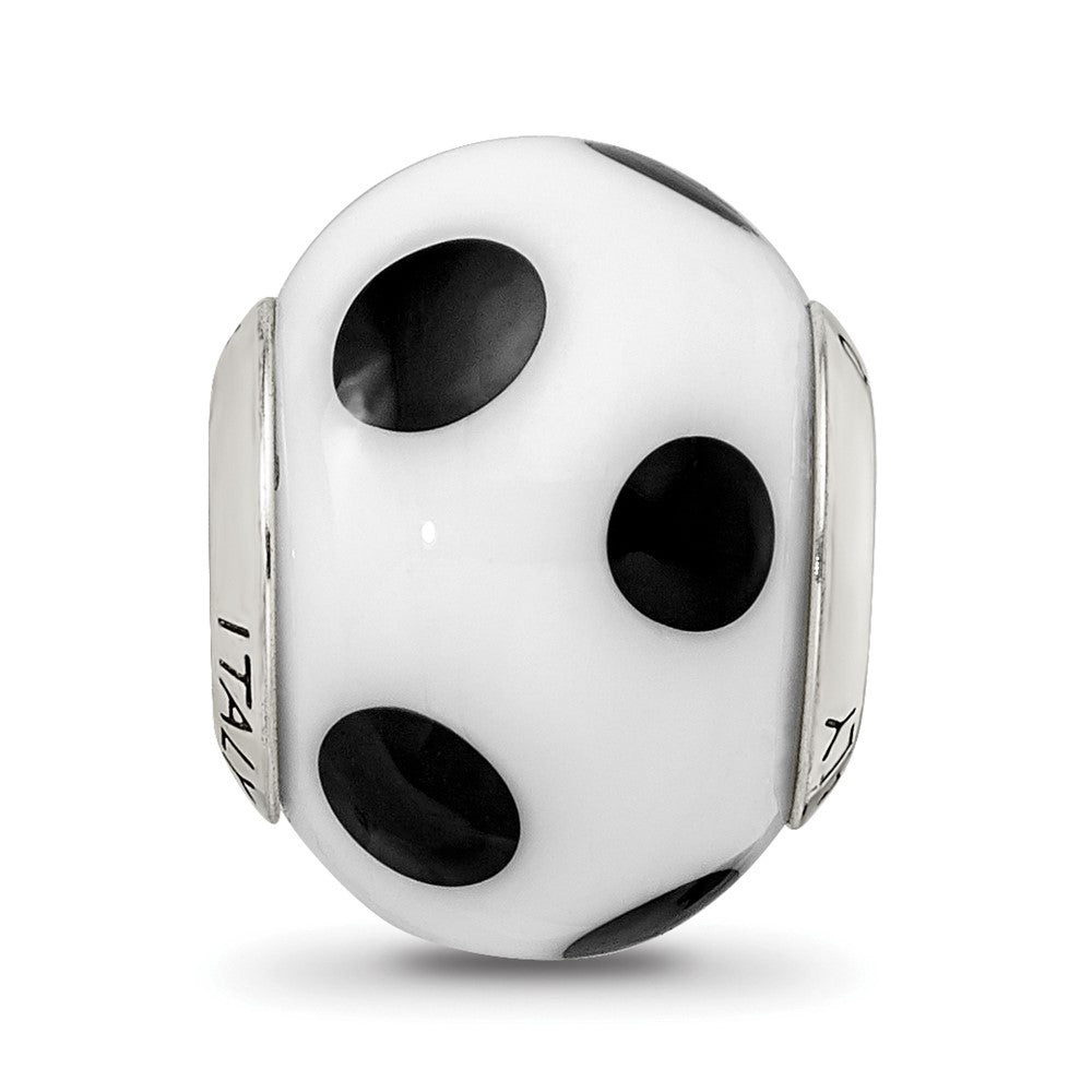 Sterling Silver Reflections White/Black Italian Murano Bead