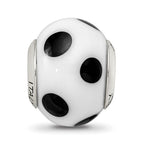 Sterling Silver Reflections White/Black Italian Murano Bead