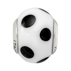 Sterling Silver Reflections White/Black Italian Murano Bead