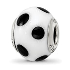 Sterling Silver Reflections White/Black Italian Murano Bead