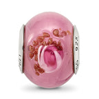 Sterling Silver Reflections Pink/Red/Brown Italian Murano Bead