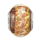 Sterling Silver Reflections White/Gold/Brown Italian Murano Bead