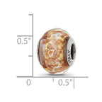 Sterling Silver Reflections White/Gold/Brown Italian Murano Bead