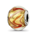 Sterling Silver Reflections Yellow/Gold/Red Italian Murano Bead