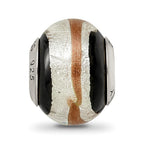 Sterling Silver Reflections Silvr/Gold/Black Italian Murano Bead