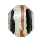 Sterling Silver Reflections Silvr/Gold/Black Italian Murano Bead