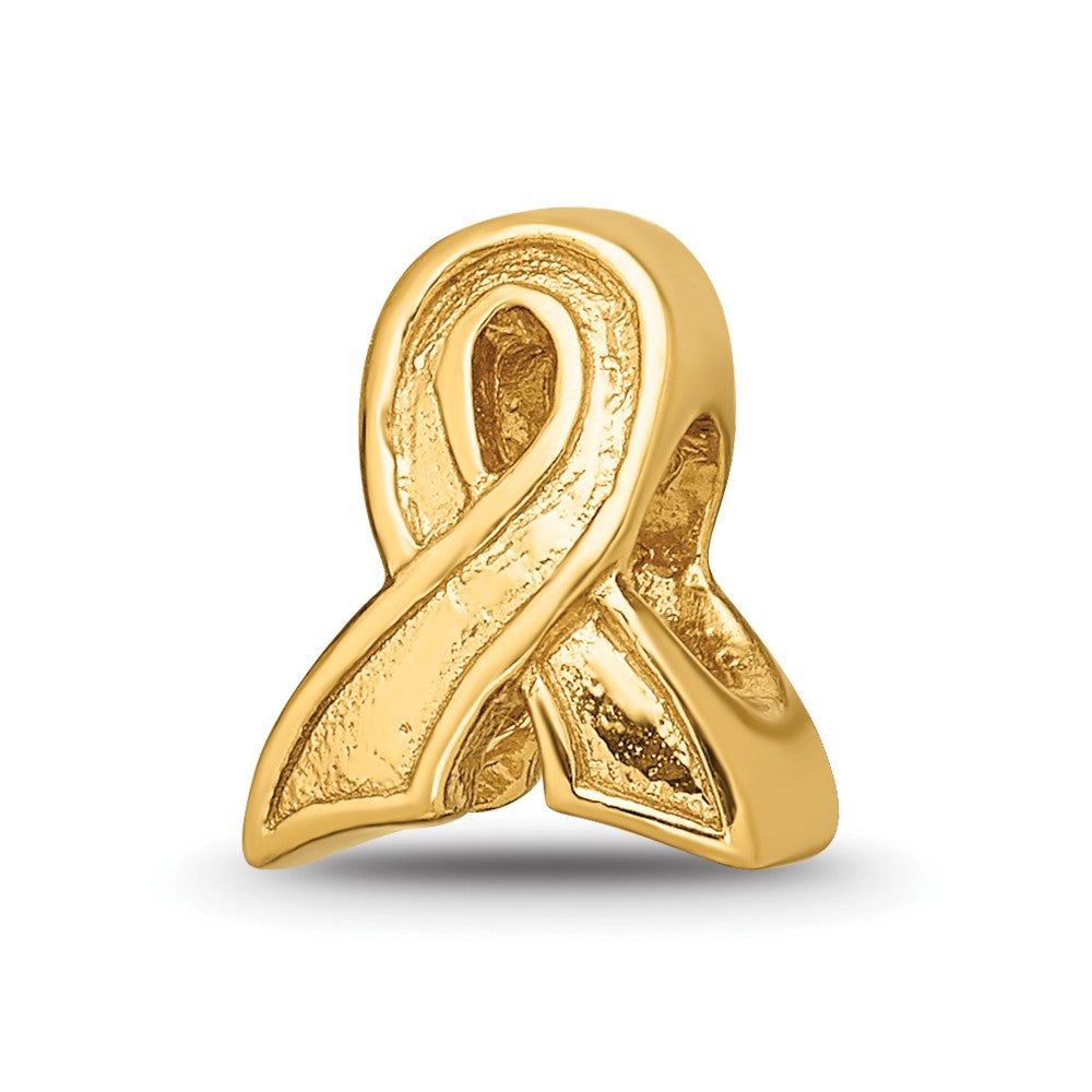 Sterling Silver Gold-plated Reflections Awareness Ribbon Bead