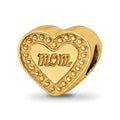 Sterling Silver Gold-plated Reflections Mom Heart Bead