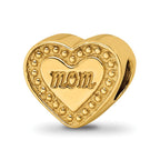 Sterling Silver Gold-plated Reflections Mom Heart Bead
