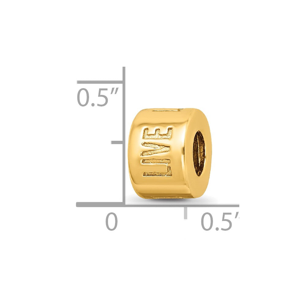 Sterling Silver Gold-plated Reflections Live Laugh Love Spacer Bead