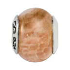 Sterling Silver Reflections Peach Cracked Agate Stone Bead