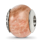 Sterling Silver Reflections Peach Cracked Agate Stone Bead