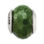 Sterling Silver Reflections Dark Green Quartz Stone Bead