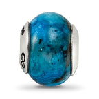 Sterling Silver Reflections Blue Crazy Lace Agate Stone Bead