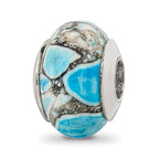 Sterling Silver Reflections Blue Mosaic Magnesite Stone Bead