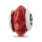 Sterling Silver Reflections Bamboo Coral Stone Bead