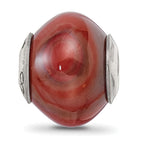 Sterling Silver Reflections Red Brown Agate Stone Bead