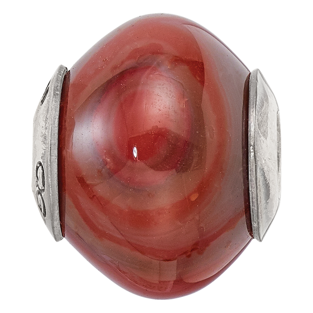 Sterling Silver Reflections Red Brown Agate Stone Bead
