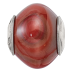 Sterling Silver Reflections Red Brown Agate Stone Bead
